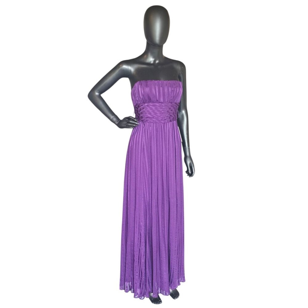 BCBG Purple Vertical Stripe Formal Dress